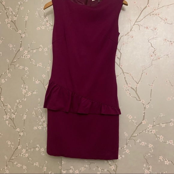 TRINA Turk Bonsoir Peplum Ruffle Dress Purple XS 2 - Picture 4 of 8